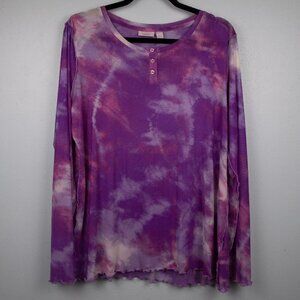 Lori Goldstien LOGO layers purple tie dye long sleeve shirt-M